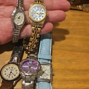 Armitron Women's Gold Tone and Silver Watches Set with Purple Dial